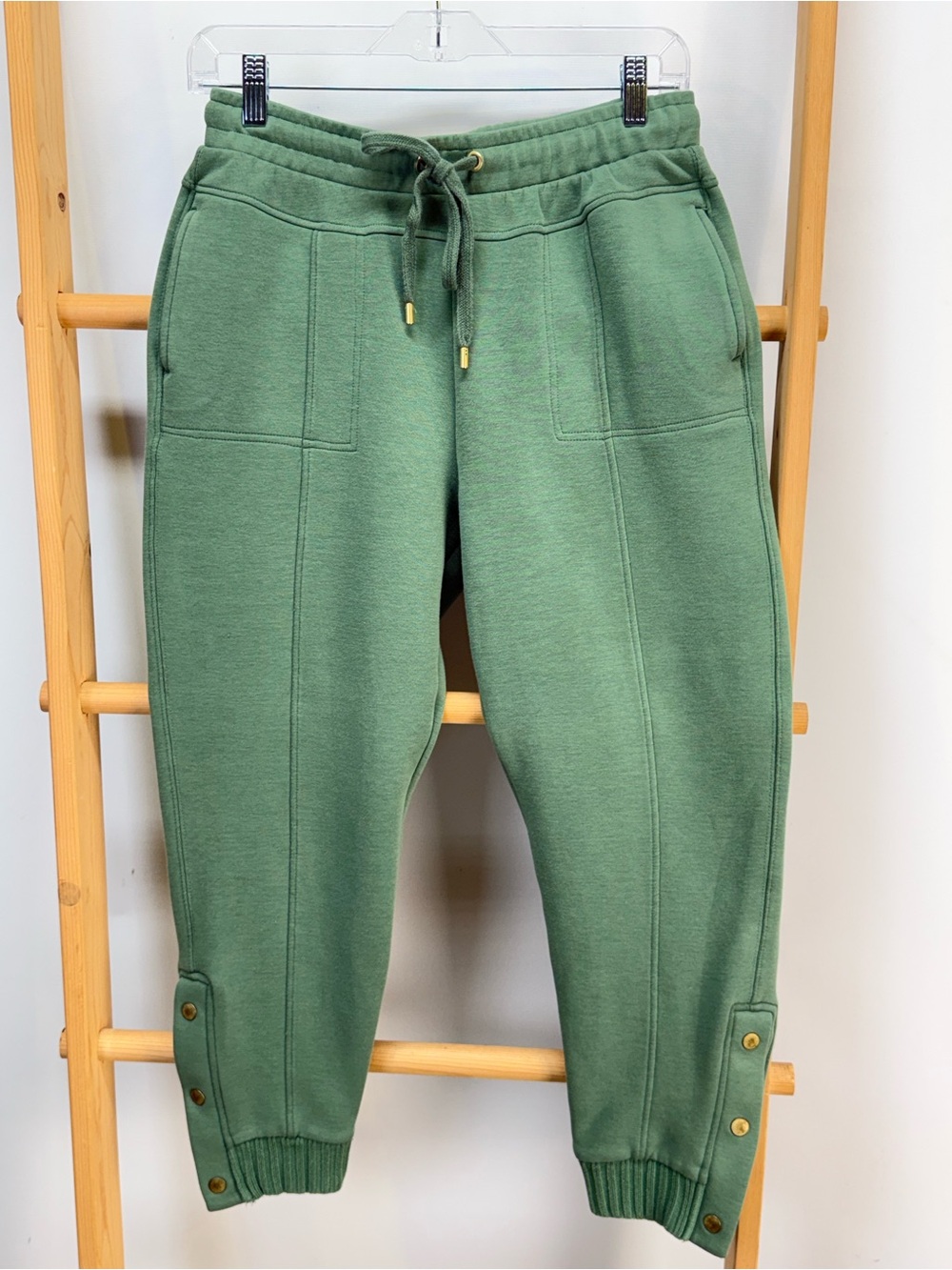 SATURDAY SUNDAY Sage Green DYLAN cropped Jogger Pants with Button Cuff size S